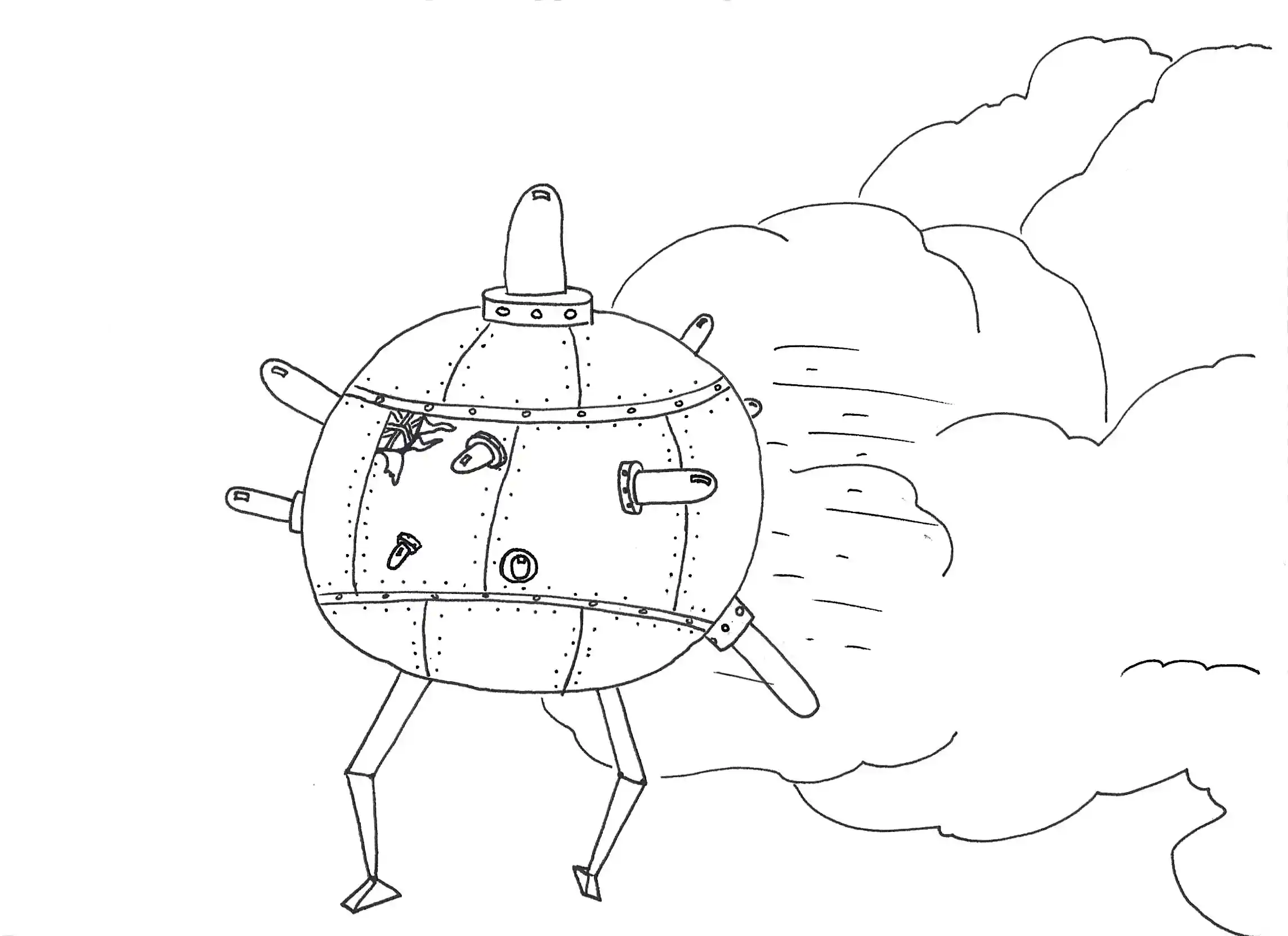 Robot esférico corre dejando una nube de polvo tras de sí.