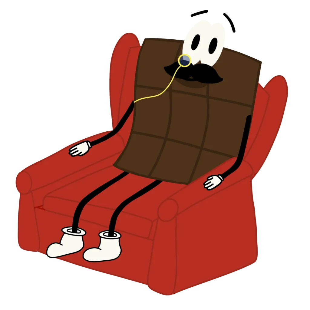 Personaje de Chocolates Loompa sentado en un sillón.