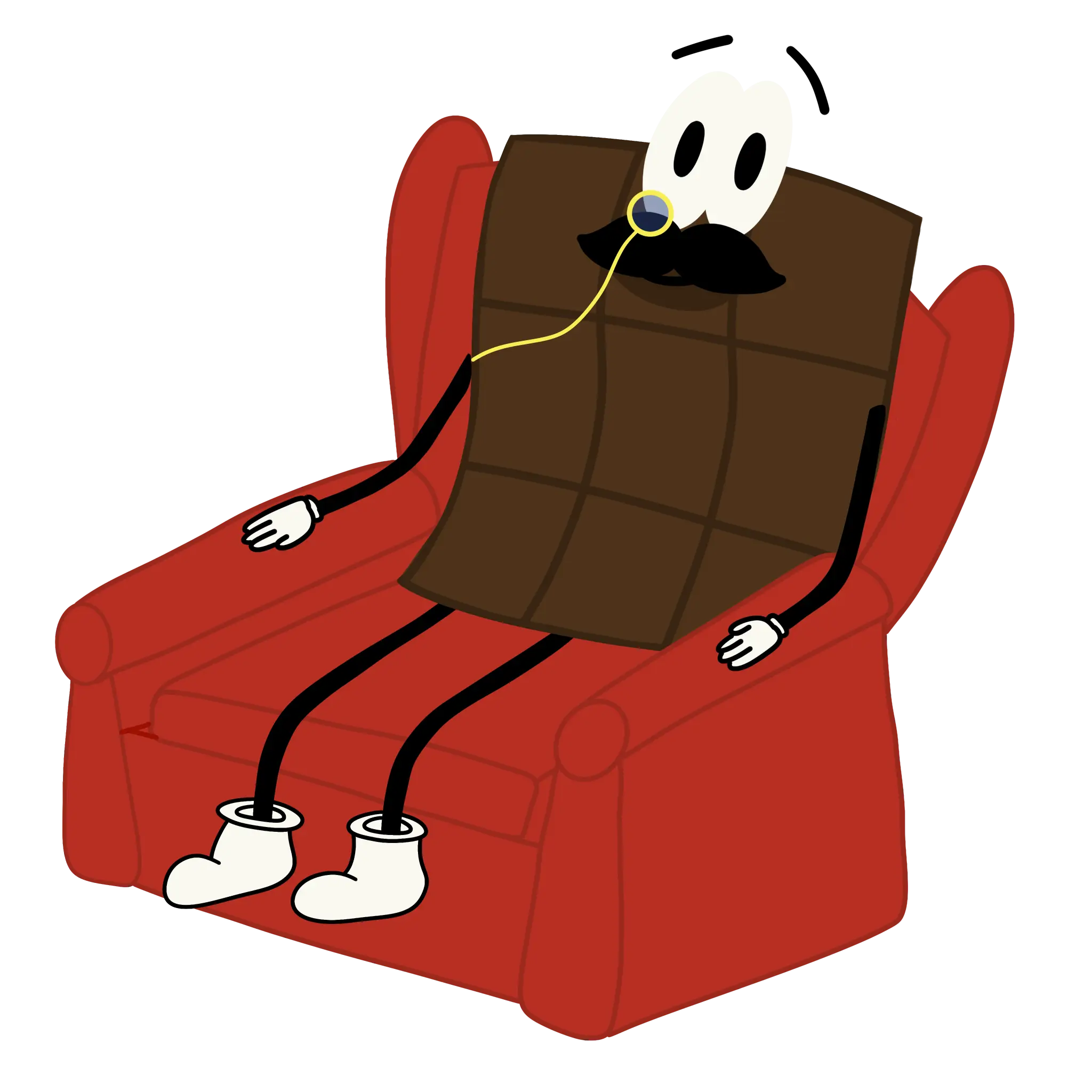 Personaje de Chocolates Loompa sentado en un sillón.