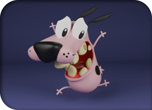 Modelo 3D de Agallas el Perro Cobarde.